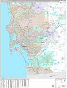 San Diego  Wall Map Premium Style